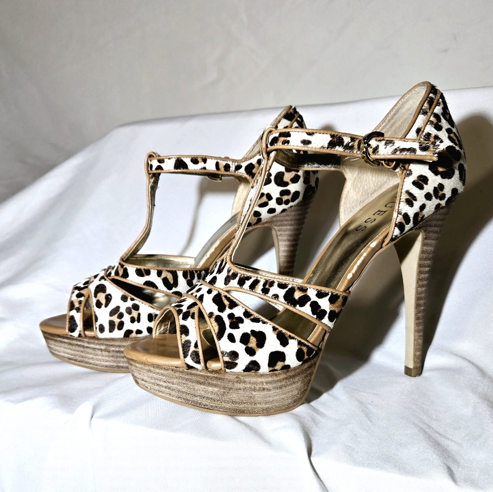 Guess Leopard Print High Heel Platform - Size 8 - image 2